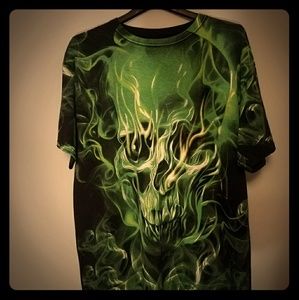 Fiery Skull Full Graphic Print Tee